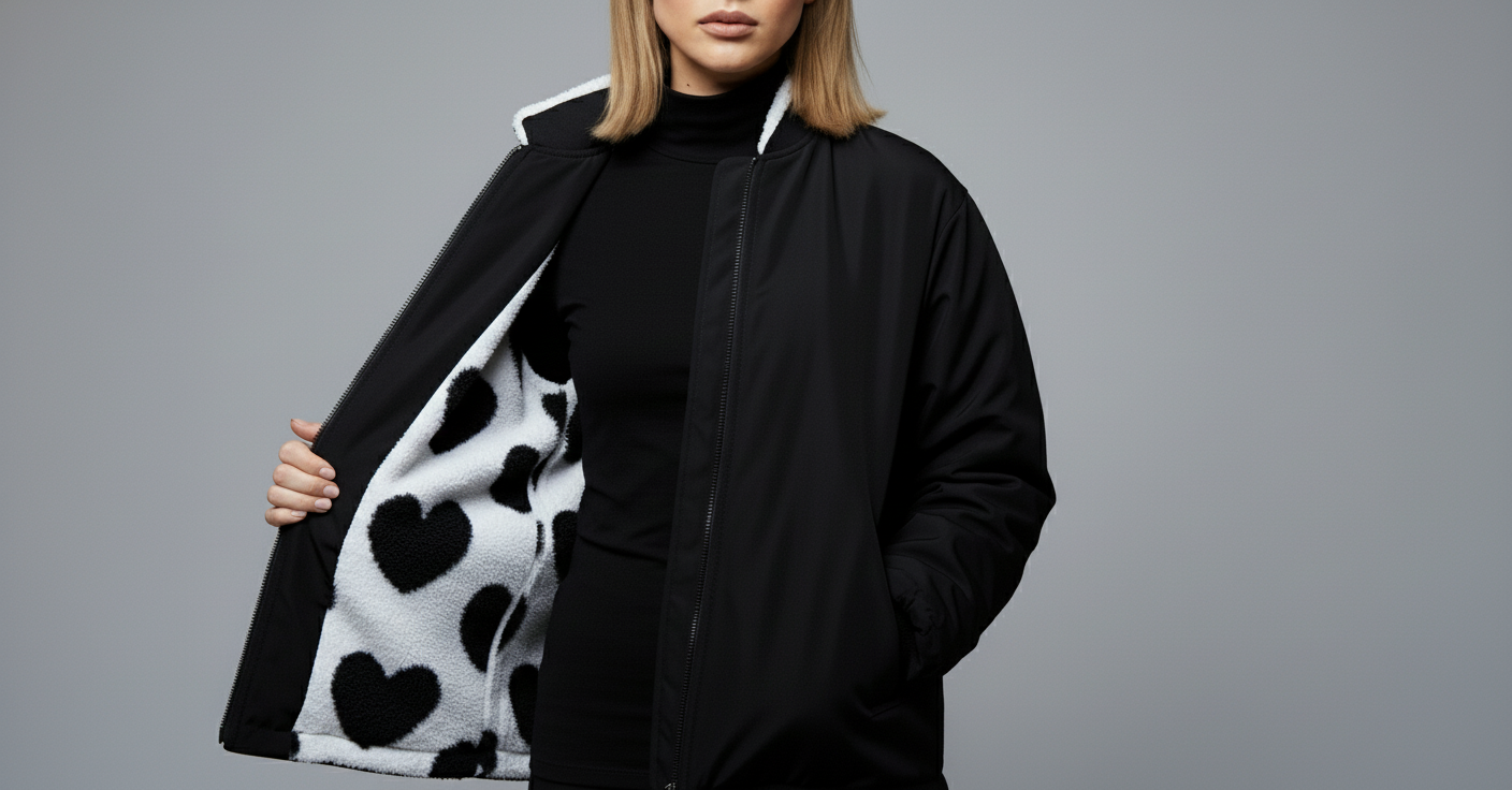 CHAQUETA REVERSIBLE CON CORAZONES