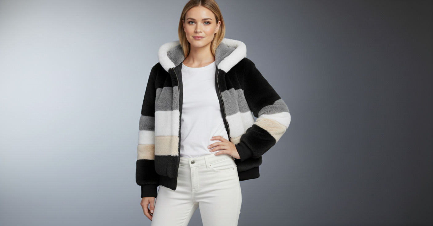 ABRIGO ACOLCHADO MULTICOLOR CON CAPUCHA